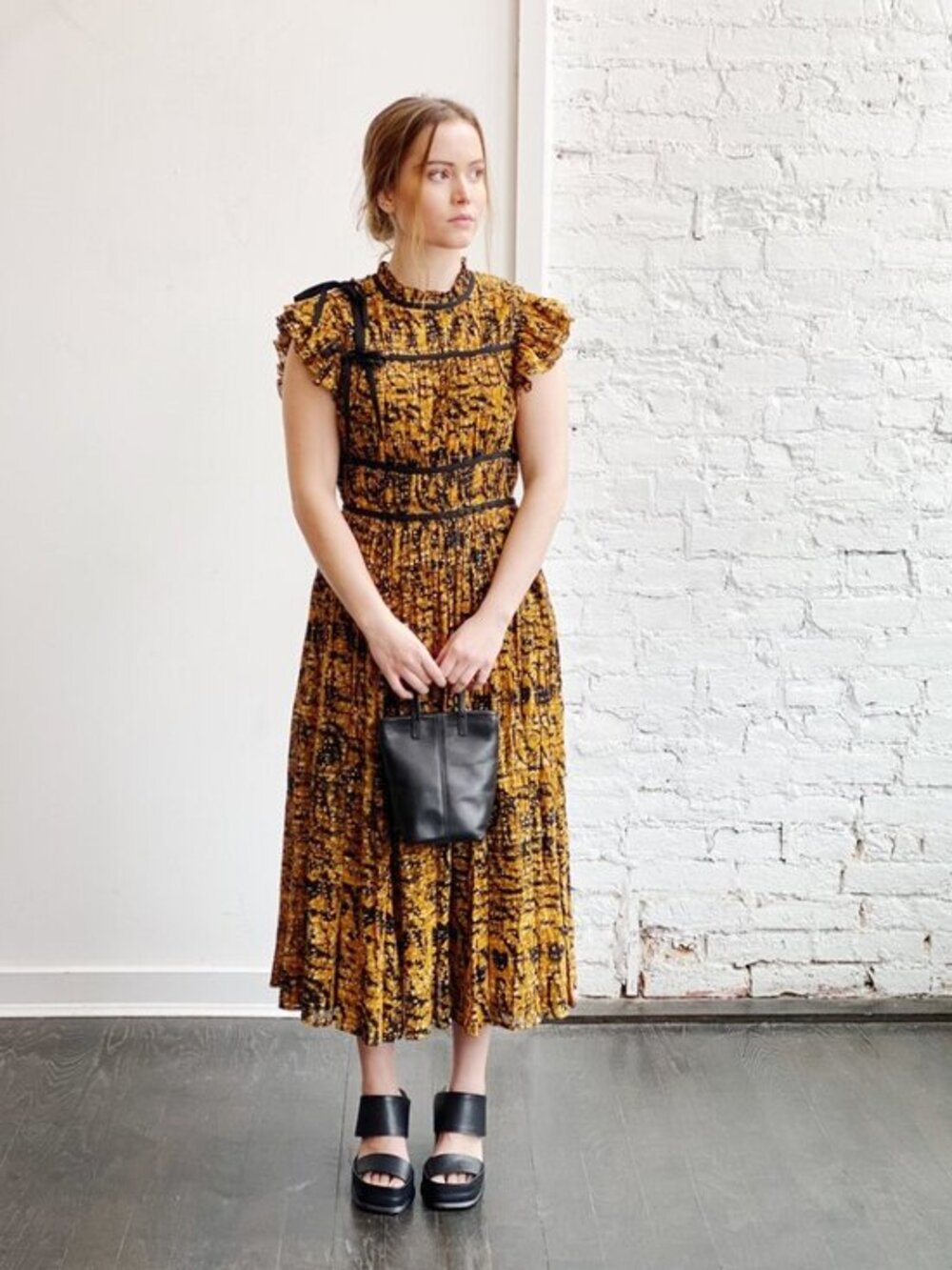Ulla Johnson Amari Dress Marigold‎ Size 0 NWT Midi Orange Black - Picture 6 of 17